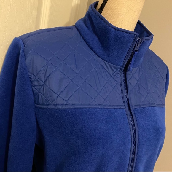TALBOTS Quilted Mock Neck Zip Front Fleece Jacket - Picture 3 of 12